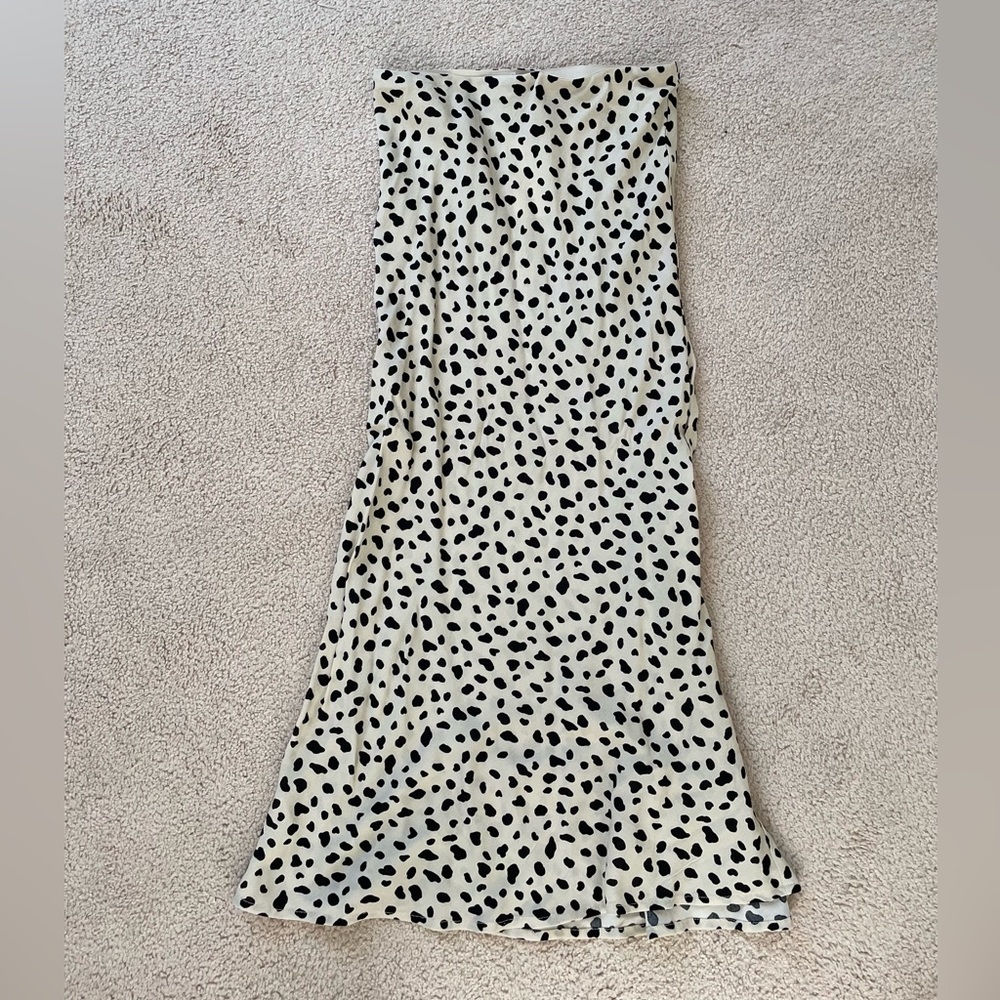 Beige Leopard Print Midi Skirt